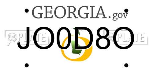 JO0D8O Georgia License Plate