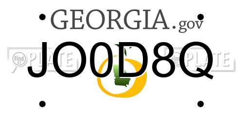 JO0D8Q Georgia License Plate