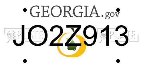 JO2Z913 Georgia License Plate
