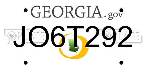 JO6T292 Georgia License Plate