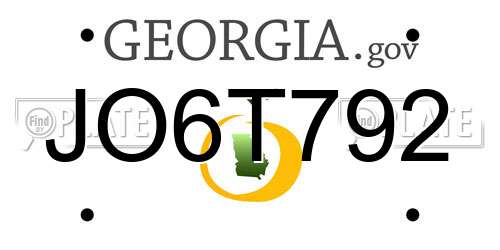 JO6T792 Georgia License Plate