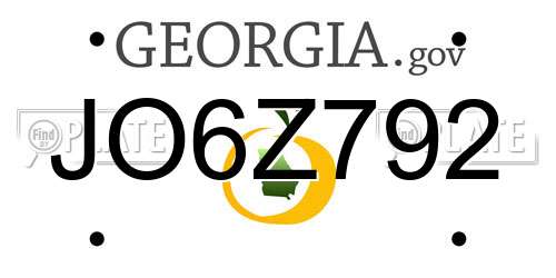 JO6Z792 Georgia License Plate