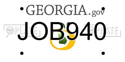 JOB940 Georgia License Plate