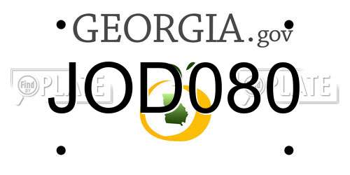 JOD080 Georgia License Plate