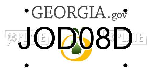 JOD08D Georgia License Plate
