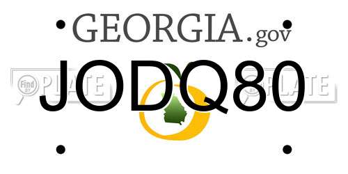 JODQ80 Georgia License Plate