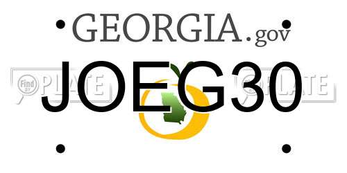 JOEG30 Georgia License Plate
