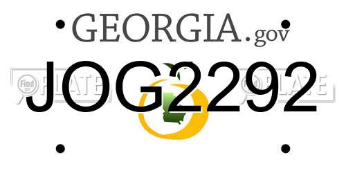 JOG2292 Georgia License Plate