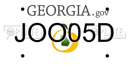 JOO05D Georgia License Plate
