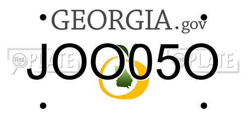 JOO05O Georgia License Plate