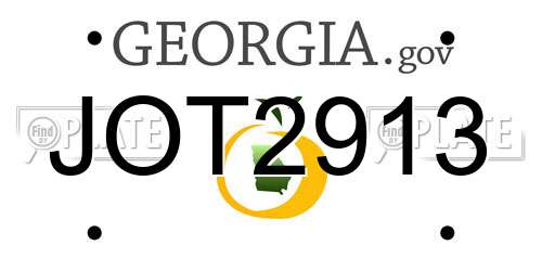JOT2913 Georgia License Plate