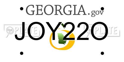 JOY22O Georgia License Plate