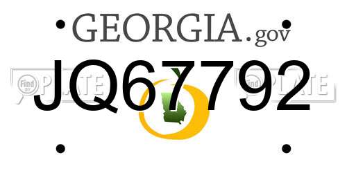JQ67792 Georgia License Plate