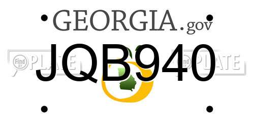 JQB940 Georgia License Plate