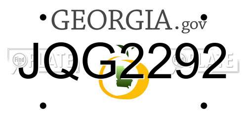 JQG2292 Georgia License Plate