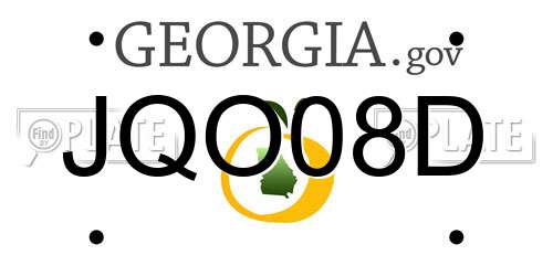 JQO08D Georgia License Plate