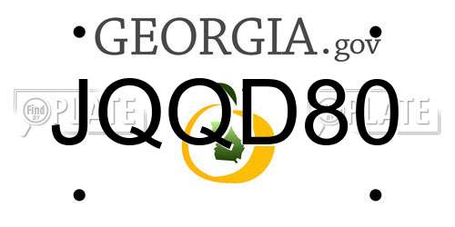 JQQD80 Georgia License Plate