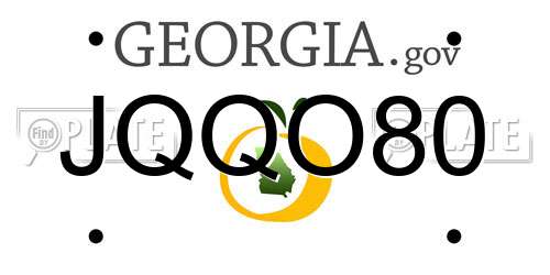 JQQO80 Georgia License Plate