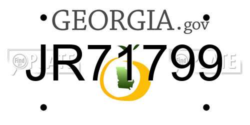 JR71799 Georgia License Plate