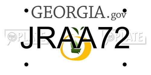 JRAA72 Georgia License Plate