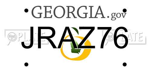 JRAZ76 Georgia License Plate