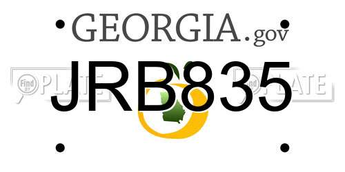 JRB835 Georgia License Plate