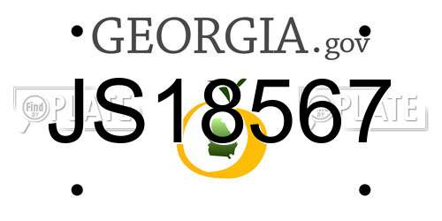 JS18567 Georgia License Plate