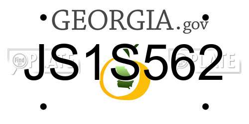 JS1S562 Georgia License Plate