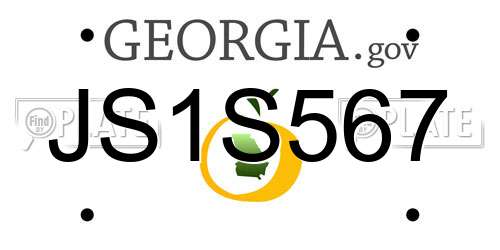 JS1S567 Georgia License Plate
