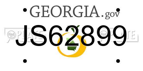 JS62899 Georgia License Plate