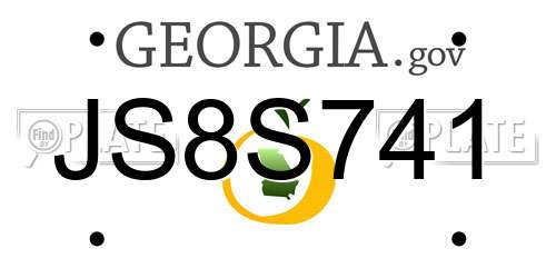 JS8S741 Georgia License Plate