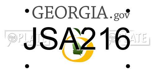 JSA216 Georgia License Plate