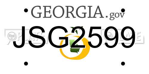 JSG2599 Georgia License Plate