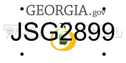 JSG2899 Georgia License Plate