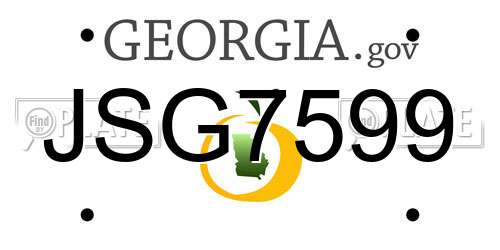 JSG7599 Georgia License Plate