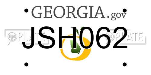 JSH062 Georgia License Plate