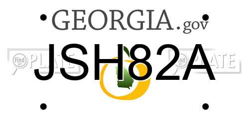 JSH82A Georgia License Plate