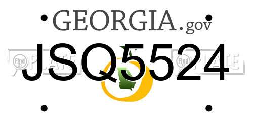 JSQ5524 Georgia License Plate