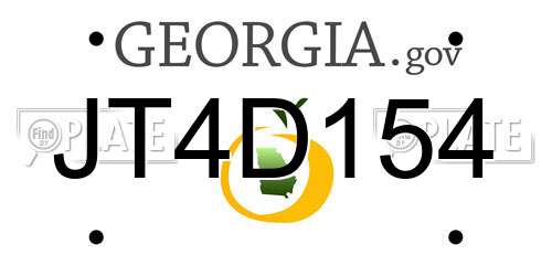 JT4D154 Georgia License Plate