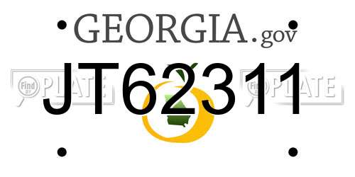 JT62311 Georgia License Plate