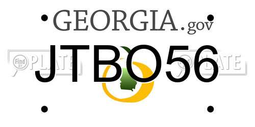 JTBO56 Georgia License Plate