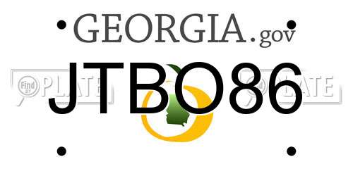 JTBO86 Georgia License Plate