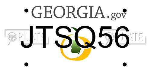 JTSQ56 Georgia License Plate