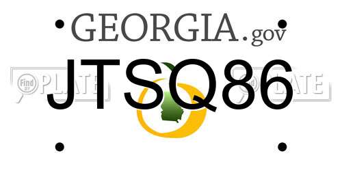 JTSQ86 Georgia License Plate