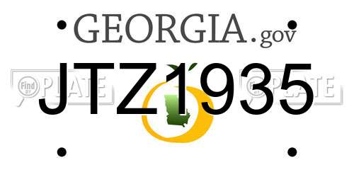 JTZ1935 Georgia License Plate