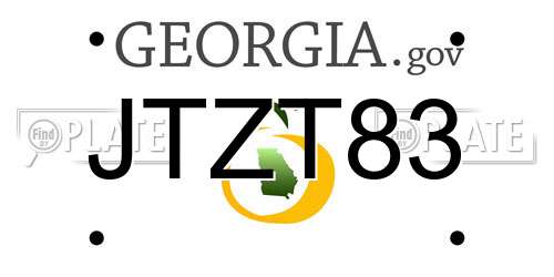 JTZT83 Georgia License Plate