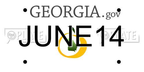 JUNE14 Georgia License Plate