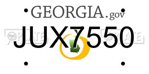 JUX7550 Georgia License Plate