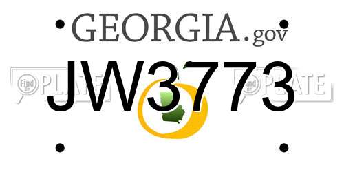 JW3773 Georgia License Plate