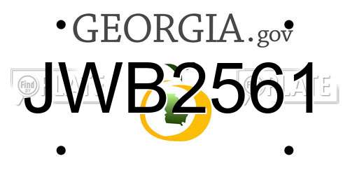 JWB2561 Georgia License Plate
